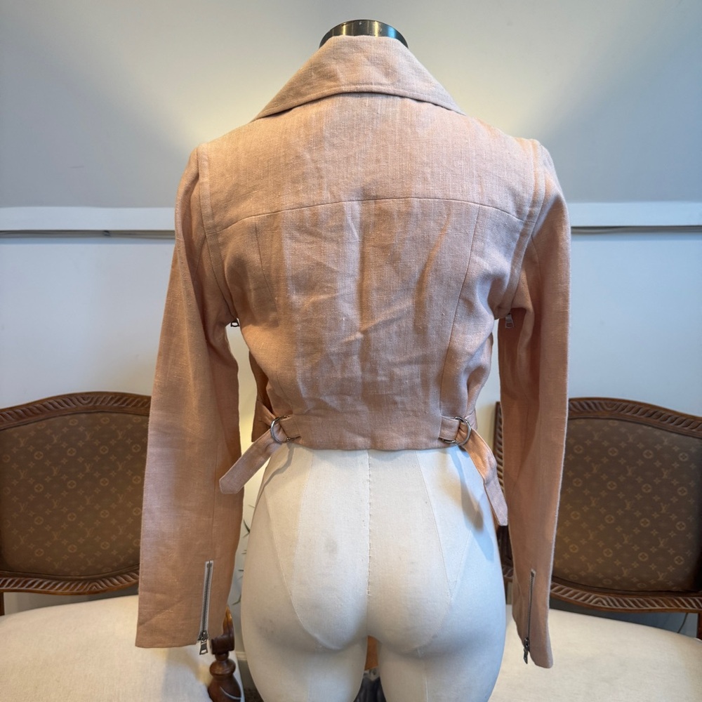 NWT Veronica Beard Pink Linen Moto Jacket - Picture 5 of 14